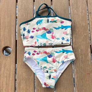 Kids Sea Life Bikini Set - Cream and Blue